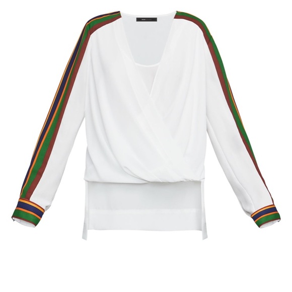BCBGMaxAzria Tops - •BCBGMaxazria• Seraphina Stripe High-Low Top